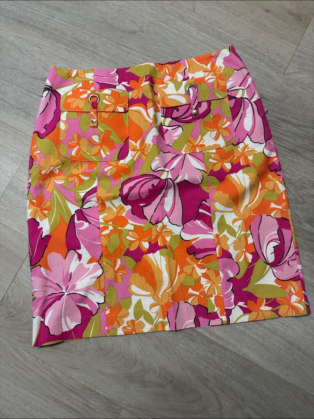 Vibrant Floral Mini Skirt in Pink & Orange